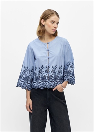 Vanna 3/4 bluse Winter Sky Stripes/Cloud Dancer Object 